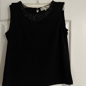 Kasper Elegant Black Embellished Blouse